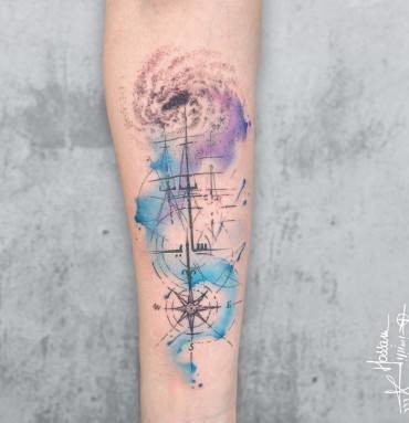 Lexica  A galaxy wolf shaped nebula watercolor tattoo advanced