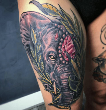 Colorful abstract elephant tattoo - Tattoogrid.net