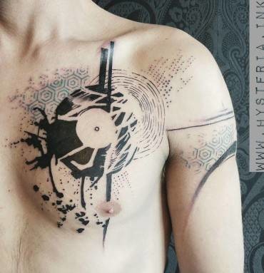 hossam hysteria vinyl music record tattoo vinylmusic tattoographic tattooabstract tattoo contemporary 1539753966 370X383